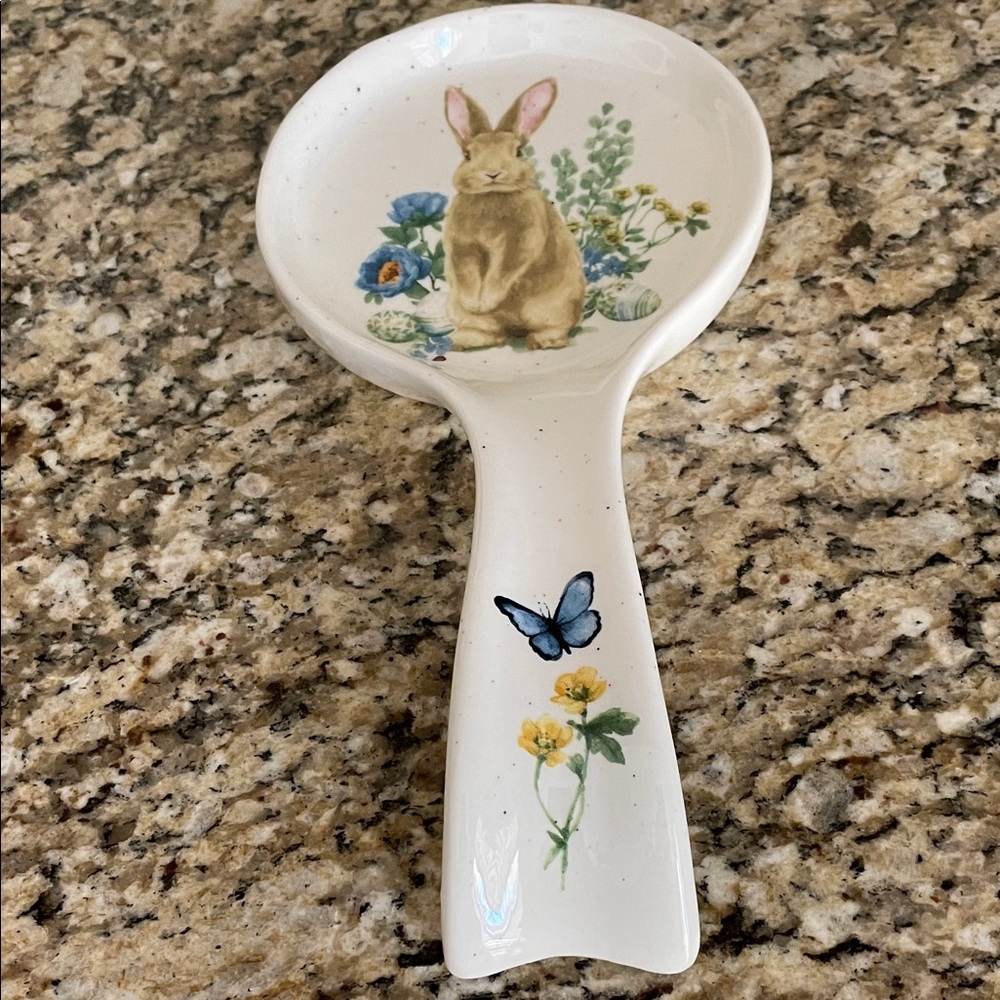 Easter Bunny Floral Spoon Rest